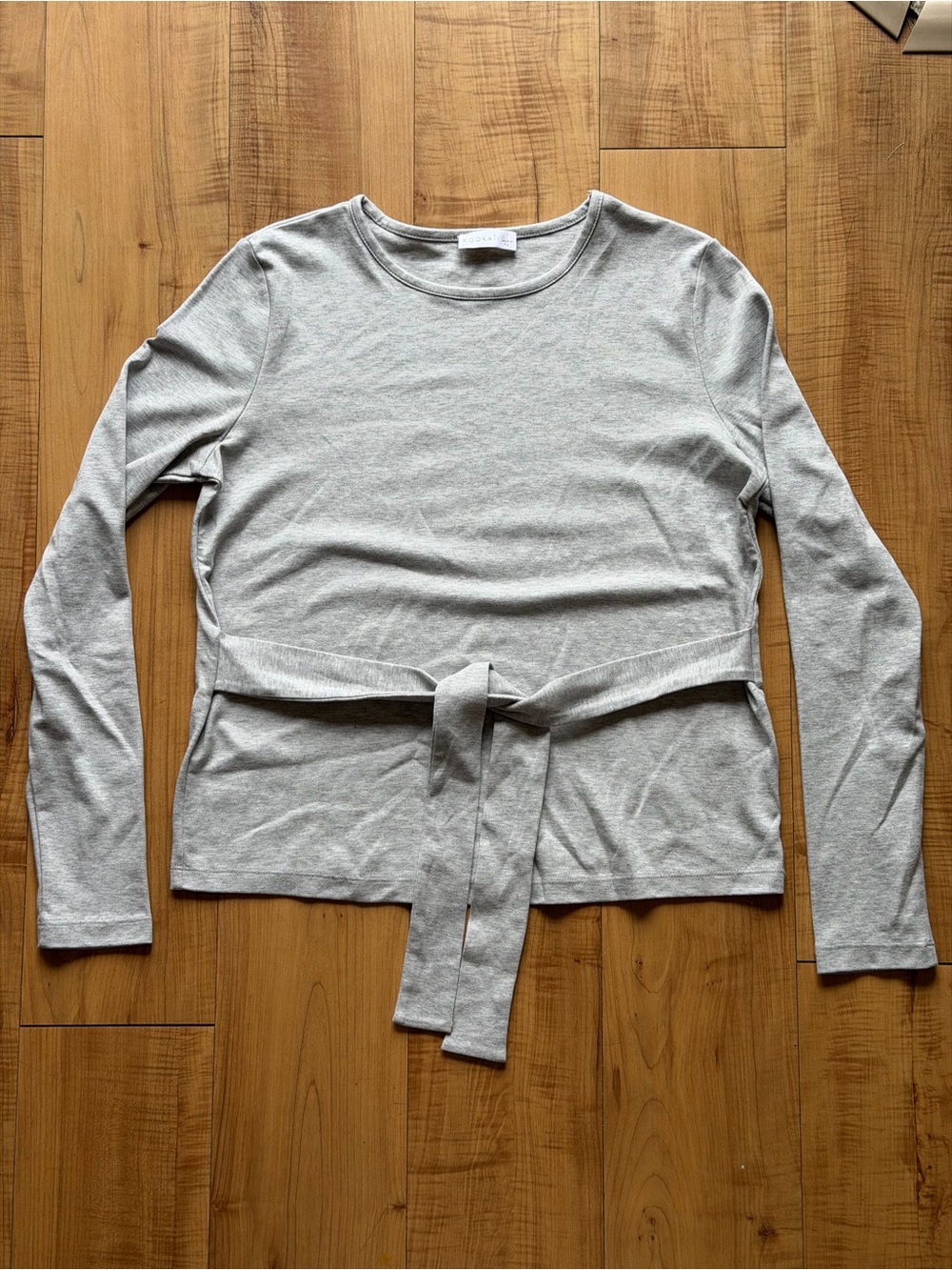 Kookai Grey Marle Cotton Top - Crew Neck